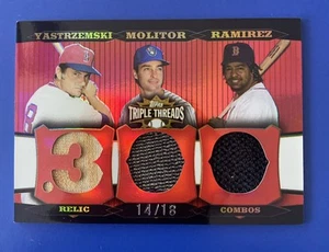 2006 Topps Triple Threads #/18 -Yastrzemski, Paul Molitor & Manny Cleat Relics - Picture 1 of 6