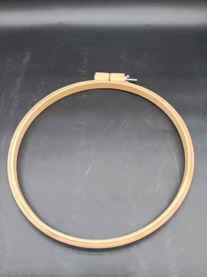 Vintage Adjustable Embroidery Hoop~14” Round Wood Block~ Needlework Quilting - Image 1 of 4