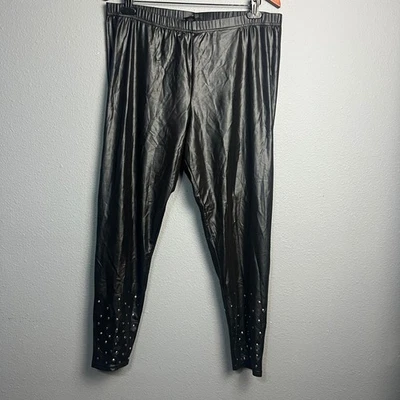 Leggings Lane Bryant Imitación Cuero Tachonados Talla Grande 18/20 Negro Punk Rock Gótico Foto 1 de 4
