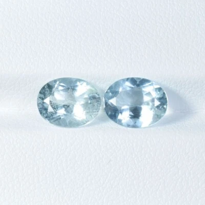 3.22 ct BEST GRADE LIGHT AQUA BLUE / NATURAL AQUAMARINE Gems - Oval Pair Video ! - Image 1 of 2