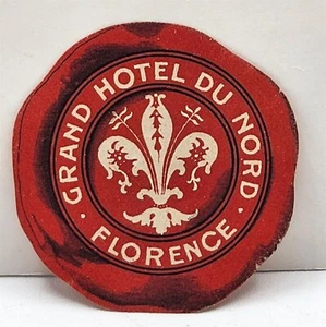 Vintage Grand Hotel du Nord Florence Italy Small Luggage Label - NOS B6 - Picture 1 of 2