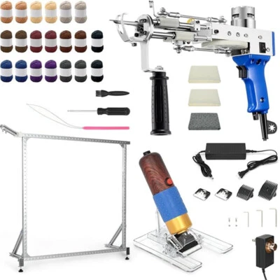 2 in1 Tufting Gun Electric Carpet tapis Knitting Pistol Weaving Flocking Rug Set - Image 1 of 4