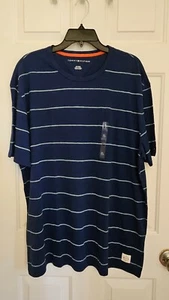 Tommy Hilfiger Hombre Algodón, Camiseta a Rayas, Azul Marino, Talla XL. Nuevo con etiquetas. 100% Auténtico - Imagen 1 de 4
