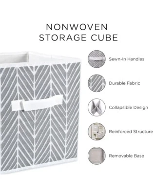 "Juego de 2 cubos de almacenamiento no tejidos diseño hágalo usted mismo 11x11x11"" gris espiga nuevo" Foto 1 de 4