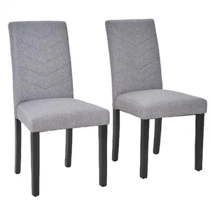 Set of 4/6 Dining Chair High Back Armless Linen Fabric Stool Kitchen Dining Room - Picture 1 of 30