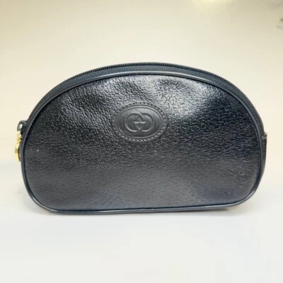 Gucci Vintage Cosmetic Case – Black Textured Leather (1970s) - Изображение 1 из 4