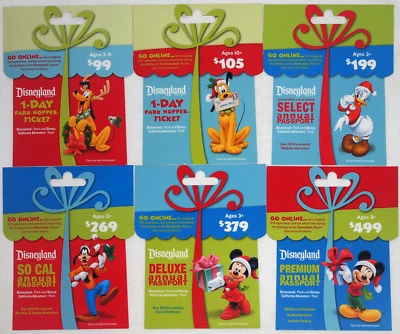 All 6 Different DISNEYLAND Passport Holiday Gift Cards 2011:Mickey,Minnie,Pluto+ - Image 1 of 2