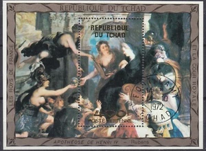 TCHAD, peinture, painting, RUBENS apotheose de Henri IV (Bloc oblitéré, used) - Imagen 1 de 1