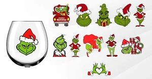 x12 Grinch Mixed Christmas Design Glass vinyl decal stickers cp5 - Picture 1 of 1