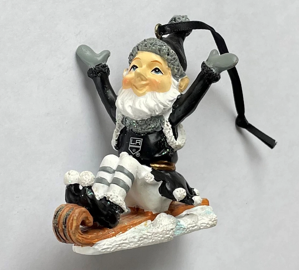 NHL Los Angeles Kings Elf On Sled Christmas Tree Ornament Decoration Hockey - Image 1 of 1