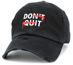 Don't Quit / Do It  Vintage Adjustable Black Distressed Hat by KB Ethos  - Picture 1 of 3