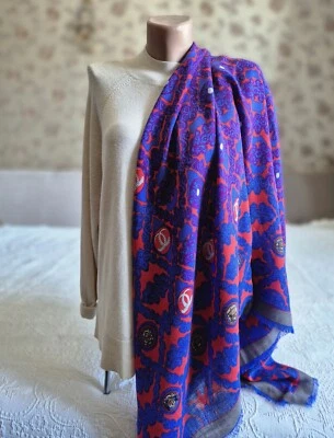 Cartier colorful luxurious large size wool and silk shawl  stole Must de Cartier - Image 1 of 4