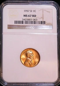 1957-D Lincoln Wheat Cent NGC MS67RD Very Rare Red Beauty Superb Luster PQ #D31 - Picture 1 of 2