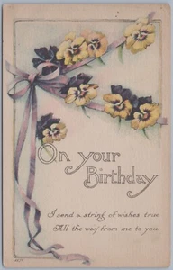 Postal, pensamientos y poema "En tu cumpleaños", c1907-1914 postal - Imagen 1 de 2