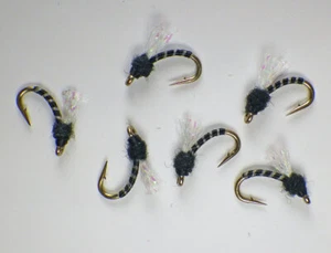 Top Secret Midge Nymph Emergers Nero - Mosche da pesca a mosca trota premium - Foto 1 di 24