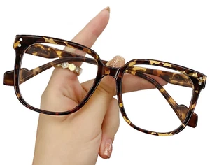 Oversized Cat Eye Square Frame Blue Light Blocking Computer Womens Mens Glasses - Picture 1 of 2