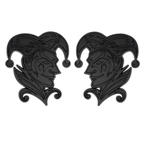 Joker Emblem Jester Badge Custom 3D Decal Sticker Car Truck SUV Matte Black 2pcs - Picture 1 of 6