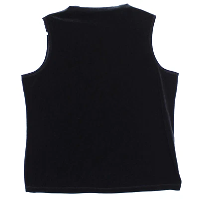 Mirasol 黑色天鹅绒无袖上衣女式 XL 套衫模拟领背心 — 第 1/4 张图片