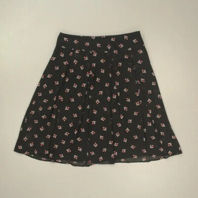 Falda midi plisada 100 % seda Jones New York para mujer talla 10 negra estampado cremallera lateral Foto 1 de 4