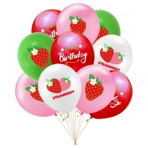 Strawberry Balloon Fruit Farm Birthday Party Summer Decoration Cute 12" 10pcs - Picture 1 of 7