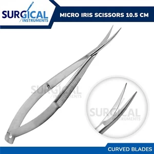 Micro Iris Scissors 10.5cm 8mm Blade Curved Ophthalmic Surgical German Grade - Picture 1 of 2