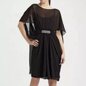 Rickie Freeman by Teri Jon Women's Black Silk Jewel Midi Dress Size 14 $440 - Picture 1 of 23