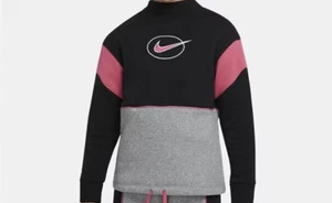 Nike Girls Icon Fleece Large Sweatshirt Black Sportswear Fleece Size  7 --14 - Picture 1 of 4