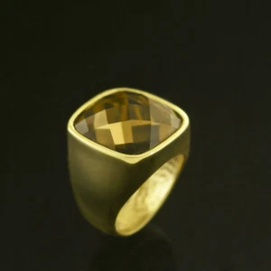 Danish Gilded Silver Ring w/ Smoky Quartz - Lund Copenhagen - Picture 1 of 1