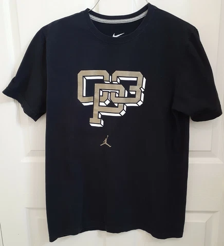 NIKE Chris Paul CP3 Jordan Brand T Shirt Sz L Black White Gold Suns Lowes Cotton Cover