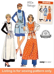 SEWING PATTERN Womens Full Apron - Extra Long 70s Retro Vintage Easy Simple 3051 - Picture 1 of 3