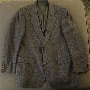 Stanley Blacker USA Mens Vintage 2 Bttn Wool Sport Coat Jacket Gray Herringbone - Picture 1 of 7