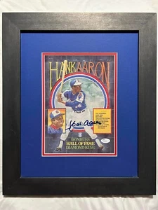 Hank Aaron 1986 Donruss Diamond Kings Puzzle 8x10 Autographed 17x20 framed JSA - Picture 1 of 3