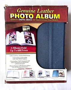 2 Pack Genuine Leather 600 Photos CD Pages Blue Photo Album Acid Free Pockets - Picture 1 of 4