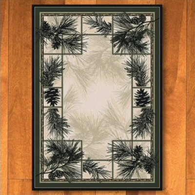 Alfombra de acento Pine Boughs-Natural Country Cabin Lodge 4'x5' Foto 1 de 2
