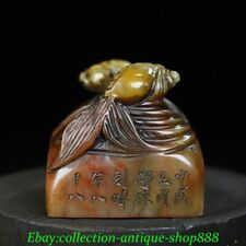 Old China Dynasty Natural Tianhuang Shoushan Stone Double Fish Seal Signet Stamp