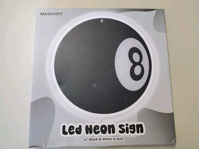 Letrero de neón LED blanco y negro de 8 bolas de 13" nuevo en caja Merkury Innovations Foto 1 de 4
