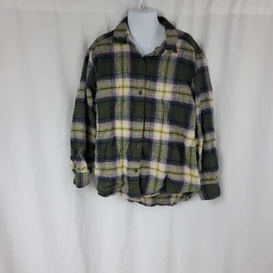 Old Navy Long Sleeve Button Up Oversized Fennel Shirt Green Plaid Girls Sz 8 - Picture 1 of 14