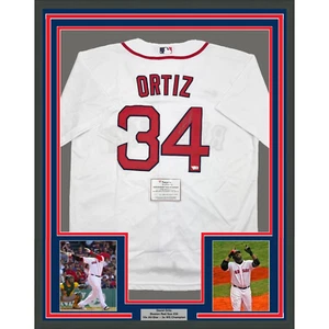 Framed Autographed/Signed David Ortiz 35x39 Red Sox White Jersey Fanatics COA - Picture 1 of 2
