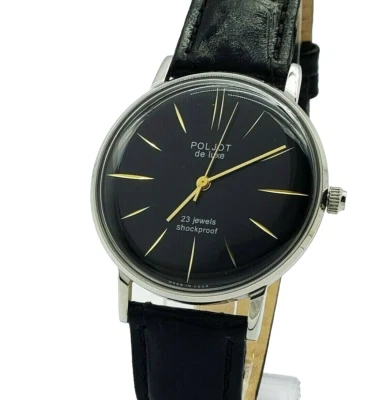 Reloj Pulsera Poljot De Luxe ULTRA DELGADO Esfera Negra Vestido Para Hombre Estilo Vintage URSS  Foto 1 de 4