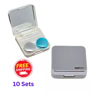 10 Sets of 5 Pcs Silver Contact Lens Travel Kit Handy  Case Holder With Mirror - Picture 1 of 10