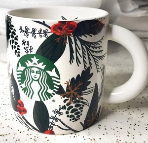 Starbucks 2021 Christmas Holiday Mug Cup Pinecones Holly Berry 12 oz. - Picture 1 of 5