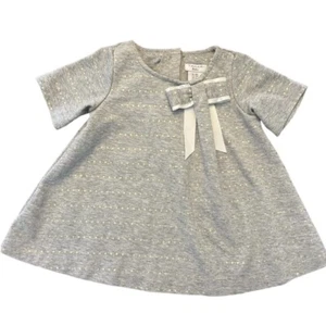 Tahari Baby Girls Size 18 Months Gray Short Sleeve Tunic with Gold Dots - Picture 1 of 9