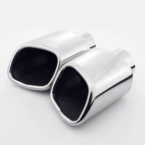 Pair Slant Square Exhaust Tips 2-1/4 Inlet Dual Wall Out 304 Stainless Steel - Picture 1 of 6