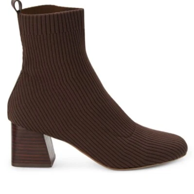 Botas SAKS FIVE AVENUE Kris salto bloco meia com nervuras café expresso marrom tamanho 11 novas - Imagem 1 de 4