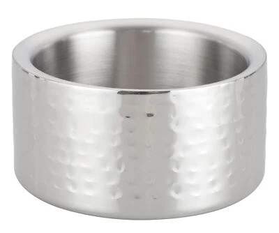 Posavasos de vino de doble pared acabado satinado martillado 5" diámetro plateado Foto 1 de 3