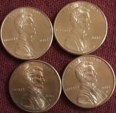 2002 P & D Lincoln Memorial Cent / Penny Set (4 Coins) - BU Cover
