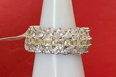 Bomb Party Ring “Beyond The Horizon” RG47766 Lemon & CZ Rhodium Sz 9 - Image 1 of 4