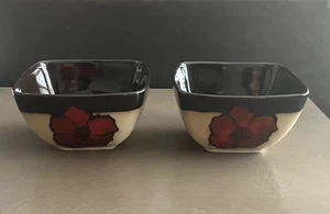 Amapolas pintadas Pfaltzgraff cuencos cuadrados sopa/cereal - Excelente - Imagen 1 de 4