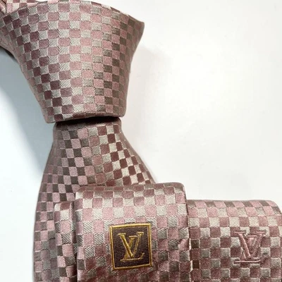 Corbata Louis Vuitton Micro Damier Logo Elegante Azul Usada Foto 1 de 4