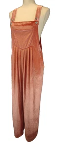 Pink Overalls Size XL Velvet Pleated Fabric, Stretch with Relaxed Fit, 3 Pockets - Picture 1 of 19